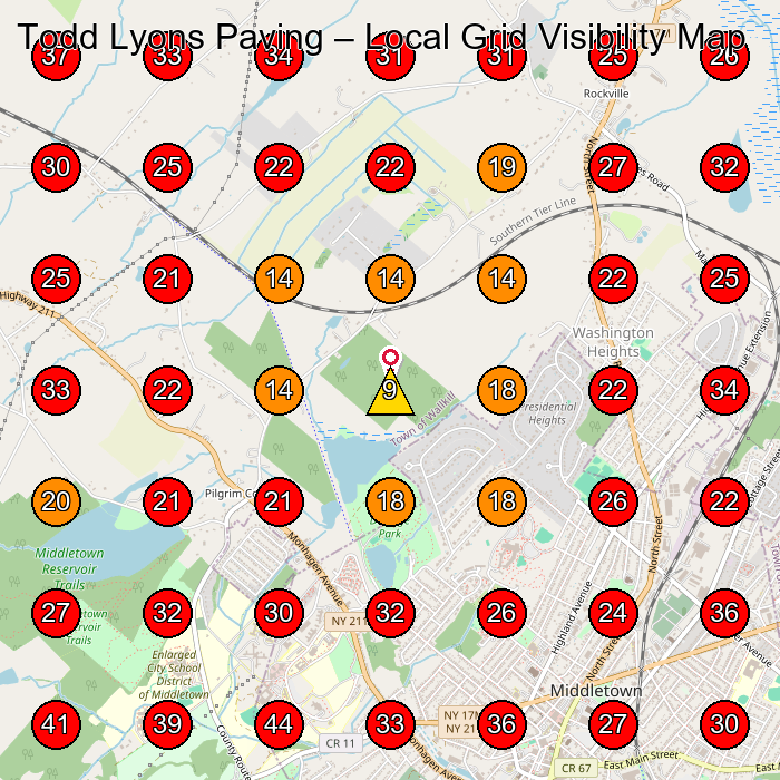 Todd Lyons Paving GeoGrid visibility map for Landscape Designer in Middletown
